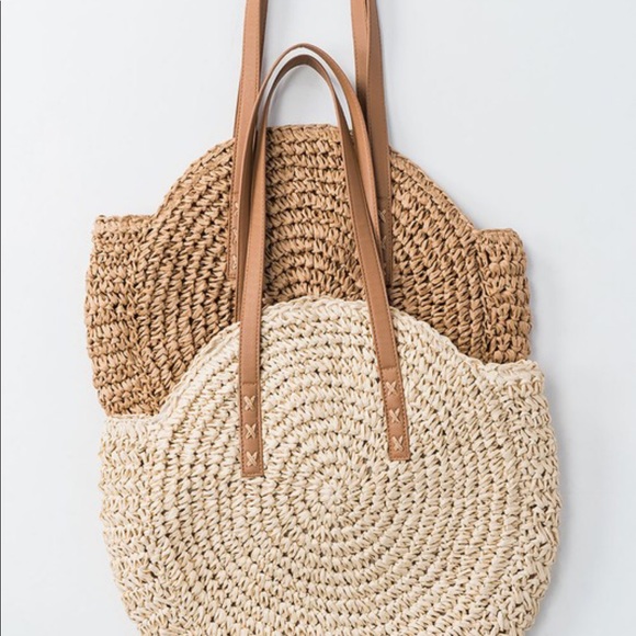 •LAST 1• Boho Handmade Rattan Bag w Leather Straps - Picture 3 of 8